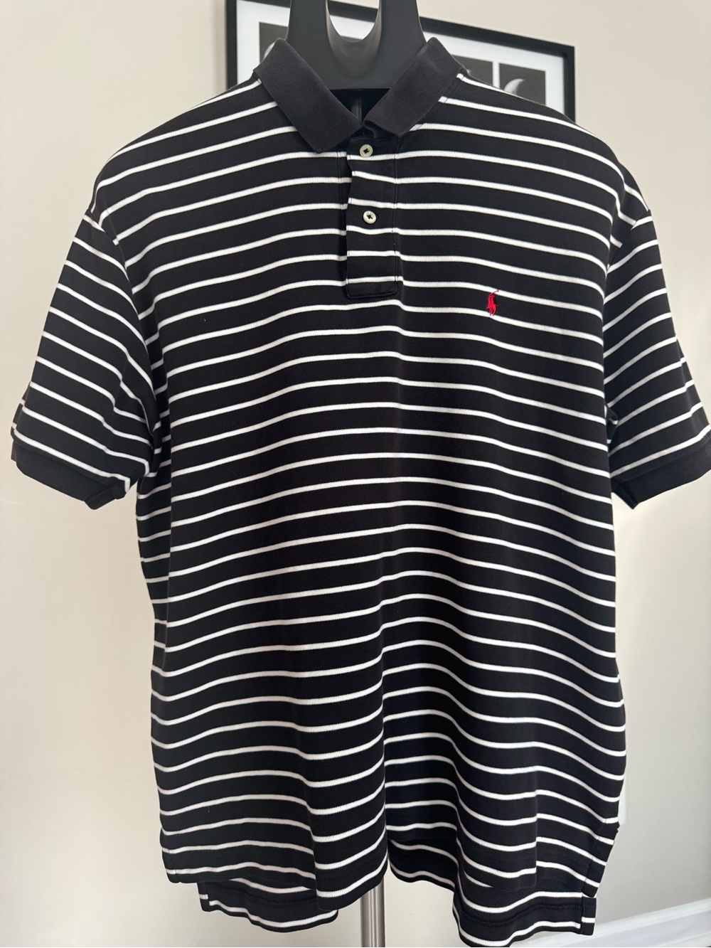 Polo Ralph Lauren Black & White Striped Polo Shirt